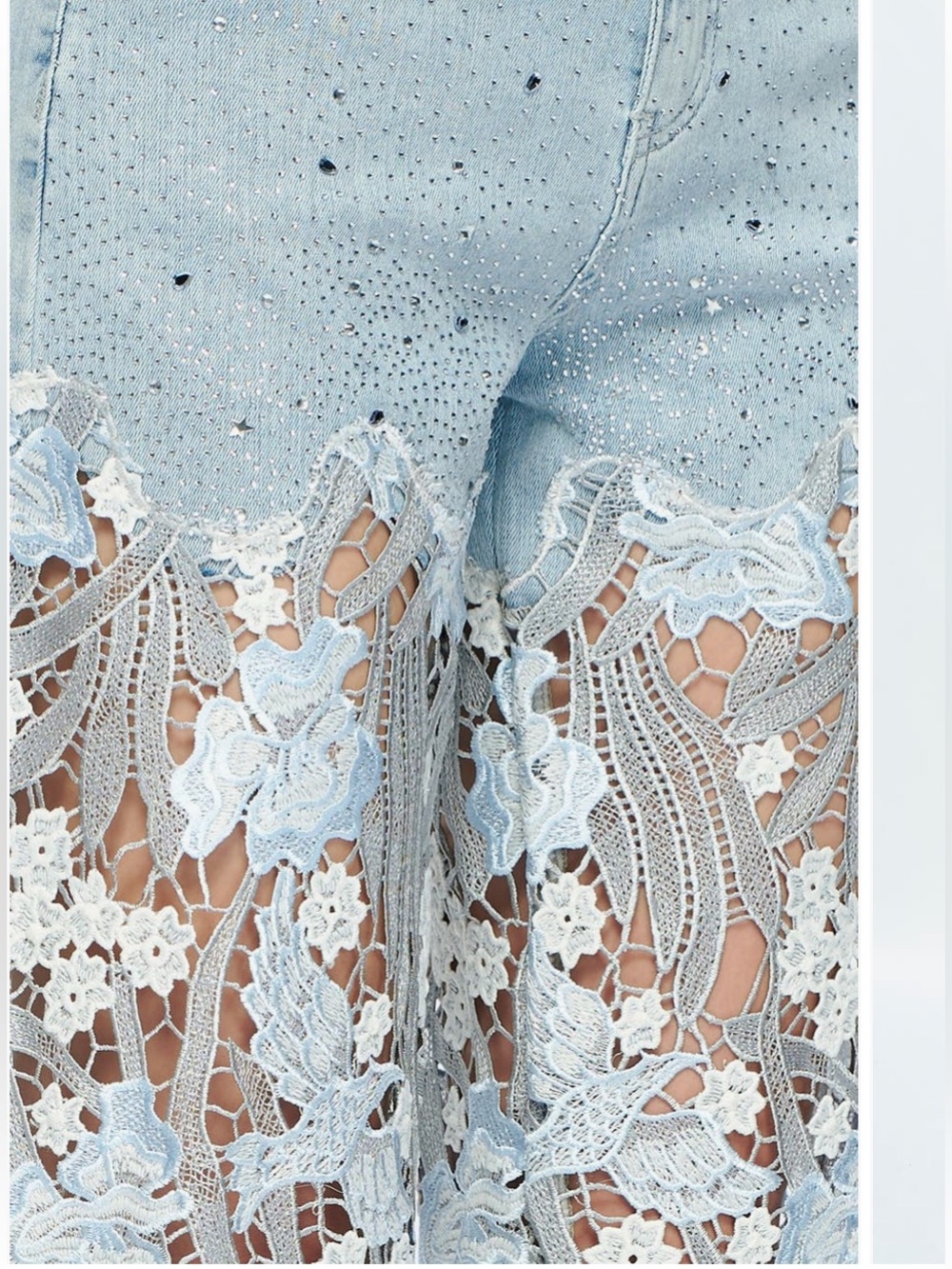 Bayeas Light Blue Lace-Panel Wide Leg Jeans size 26 - Picture 6 of 12